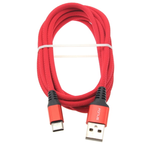 Red 10ft USB-C Cable for Nokia G90/G100/G300/G310 5G - Type-C Charger Cord Power Wire Long for Nokia G90/G100/G300/G310 5G