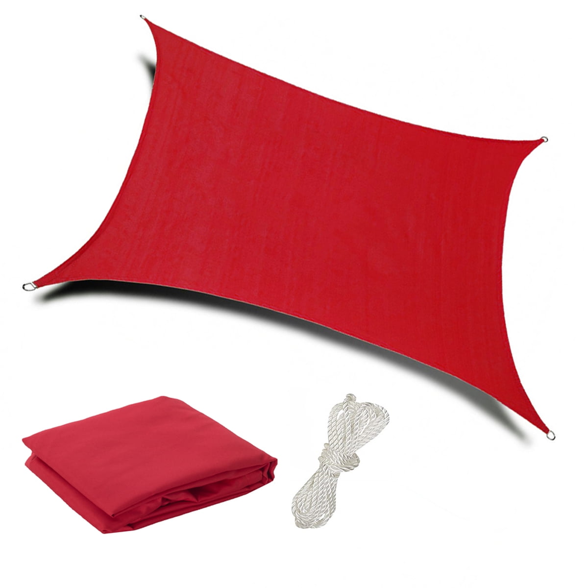 Red 10ft x 10ft Waterproof Sun Shade Sail Canvas Sun Awning Shelter, UV Block Canopy For Garden Patio