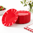Red 10in Disposable Plastic Party Plates, 72 Pack, Scalloped Wave Edge ...