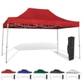 thumbnail image 1 of Red 10x15 Pop Up Canopy Tent - Durable Aluminum Frame with Water-Resistant Polyester Fabric Top - Sturdy Wheeled Canopy Bag and Stake Kit Included (5 Color Options), 1 of 7