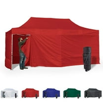 Red 10x20 Instant Canopy Tent and 4 Side Walls - Commercial Grade Steel Frame with Water-Resistant Canopy Top and Sidewalls - Bonus Canopy Bag and Stake Kit Included (5 Color Options)