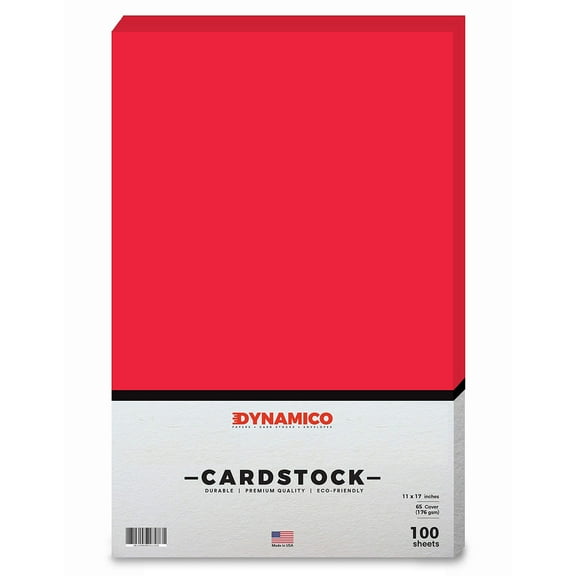 Red 11 x 17" Cardstock Paper - Tabloid/Ledger - for Cards and Stationery Printing | Medium weight 65 LB (175 gsm) Cover Card Stock | 100 Sheets Per Pack