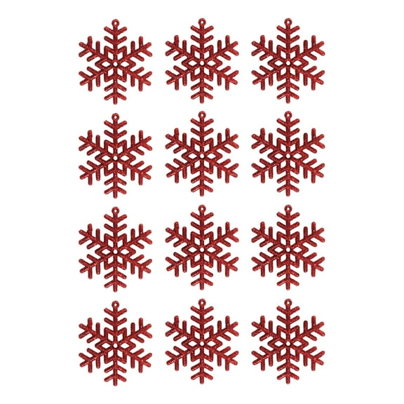 Red 12-Piece Christmas Creative Colorful Snowflakes 8Cm For Tree Decoration And Party Settings