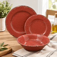 Ruby Ware Warehouse Red 12 Piece Dinnerware Set, Rustic Farmhouse Style, Service For 4 ...