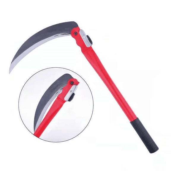 Red 16" Folding Sickle Stainless Steel Crops Grass Lawn Weed Cutter Yardwork Tool