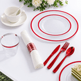 Ruby Ware Warehouse Red 175 Piece Plastic Dinnerware Set for 25 Guests, Party Supply ...