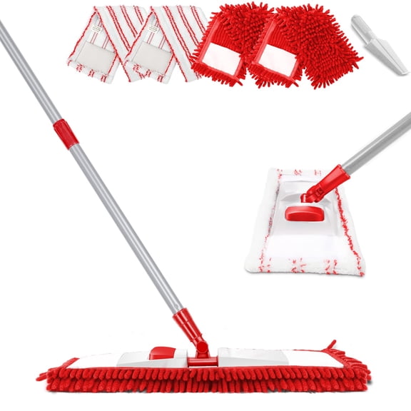 Red 18"*4.8" Microfiber Floor Mop for Home Kitchen Office Cleaning