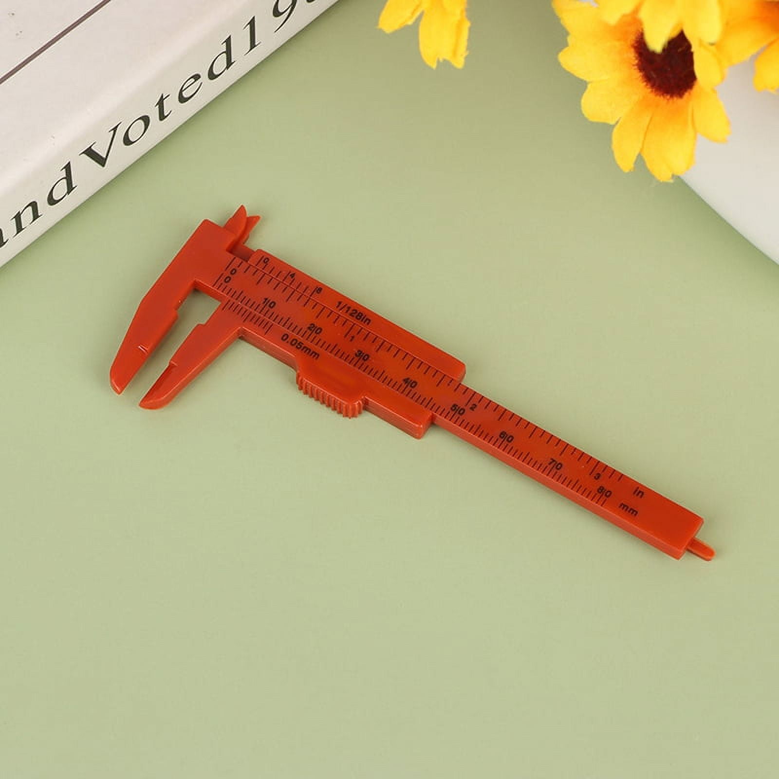 (Red) 1pc Portable Dual Scale 0-80MM Plastic Eyebrow Measuring Vernier ...
