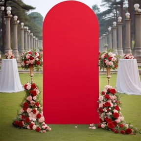 Red 2.6X6FT Double-Sided Spandex Arch Backdrop Cover - Round Top Chiara Stand Cover for Weddings, Birthdays, and Celebrations