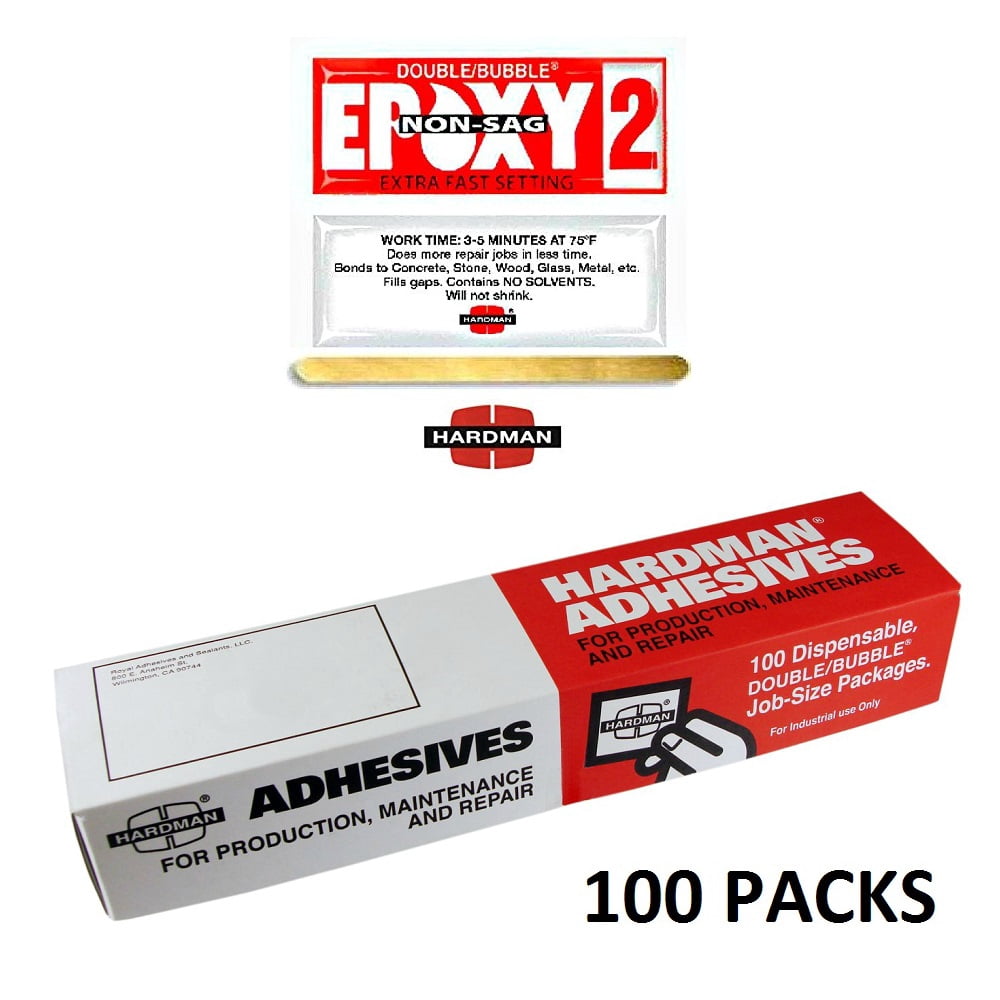 Red 2 Non Sag 3.5g Double Bubble Epoxy Packet Includes 100 Packs Super Fast Set Hardman 04008