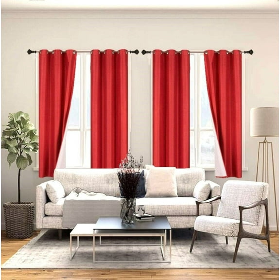 Red 2-Piece Adam 100% Blackout Grommet-Top Curtain for large Window Door Room Décor 95" L