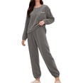 thumbnail image 1 of Red 2 Piece Outfits for Women Women's Fall Winter Coral Fleece Pajama Set Cozy Thickened Loungewear Long Sleeve Sleepwear with Pants Fashionable Soft for Cold Nights Two-Piece Set Women Pajama Sets, 1 of 6