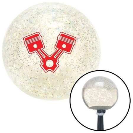 Red 2 Pistons Clear Metal Flake Shift Knob with M16 x 1.5 Insert Shifter Auto Brody