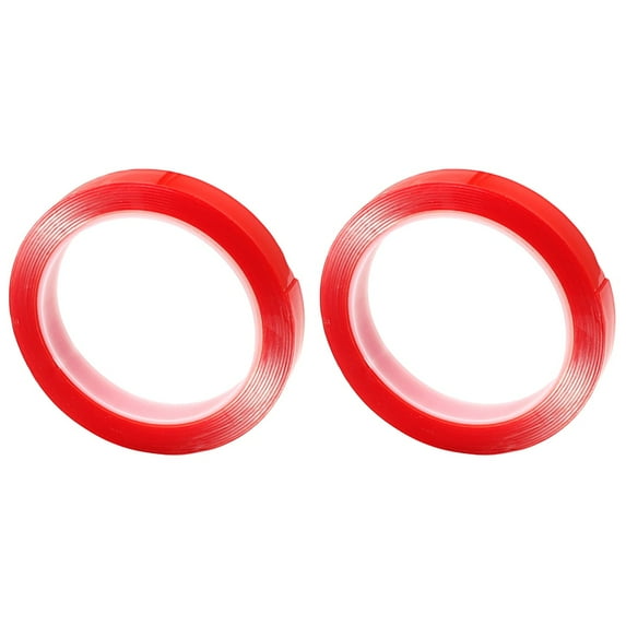 Red Double Sided Clear Acrylic Tape Rolls, 2-Pack Multipurpose Stickers for Cell Phone and General Use