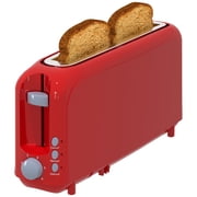 Red 2-Slice Slim Toaster - 10" Long Slot for Bagels & Artisan Bread, 6 Shade Settings, Cancel/Reheat/Defrost, Removable Crumb Tray, Auto Shut-Off