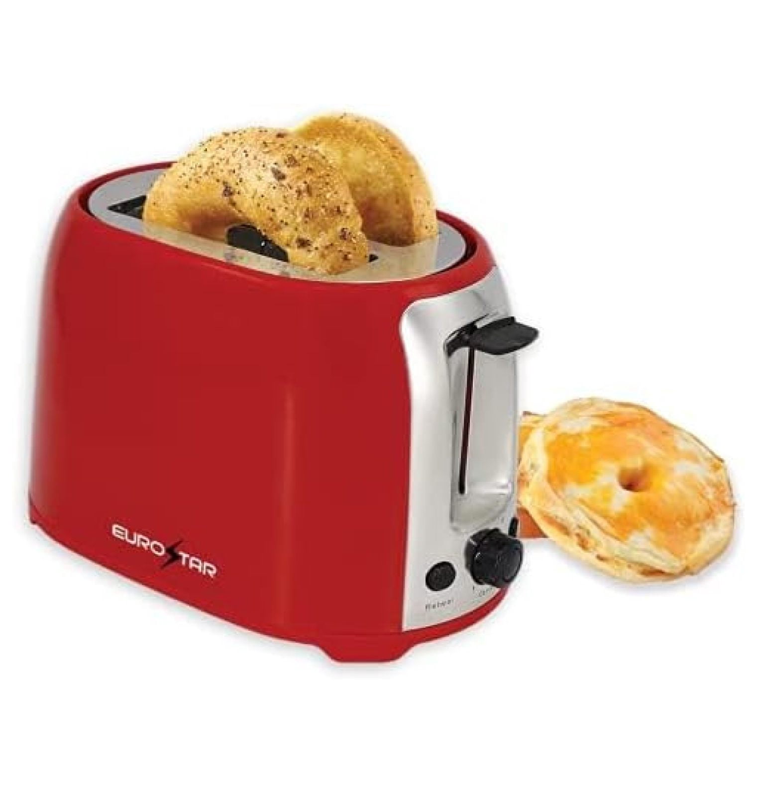 Red 2-Slice Toaster, ET751R Cool Touch Wide Slot Toaster with Reheat & Defrost, Adjustable Browning Control, Quick Cancel, Removable Crumb Tray for Easy Cleaning
