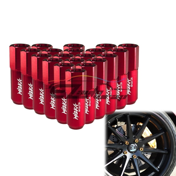Red 20 PCS M12X1.5 Lug Nuts Extended Tuner Aluminum Wheels Rims Cap WN02 Mi2KA