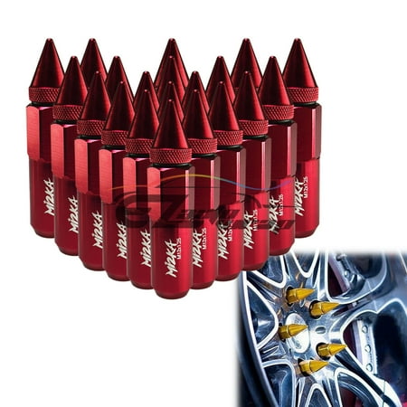Red 20 PCS M12X1.50 Lug Nuts Spiked Extended Tuner Aluminum Wheels Rims Cap Mi2KA