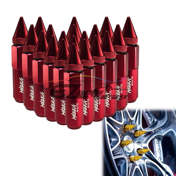 Red 20 PCS M12X1.50 Lug Nuts Spiked Extended Tuner Aluminum Wheels Rims Cap Mi2KA