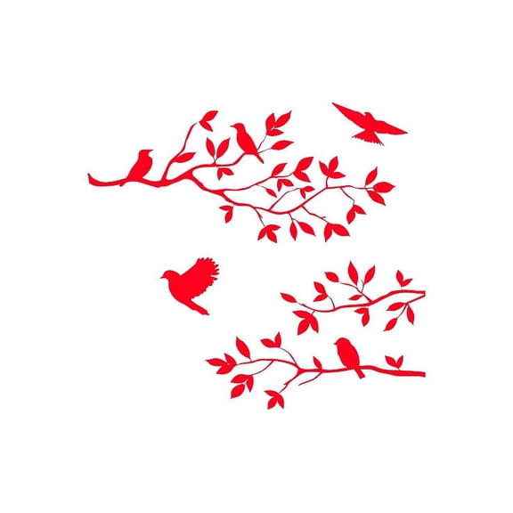 Red 20" x 25" Burnish Birds & Blossoms Vinyl wall art Inspirational quotes and saying home decor decal sticker
