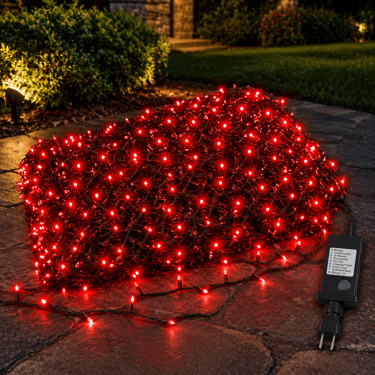 Red 200LED Outdoor Christmas Net Light, 8.4ft x 5.2ft, 8 Modes Timer ...