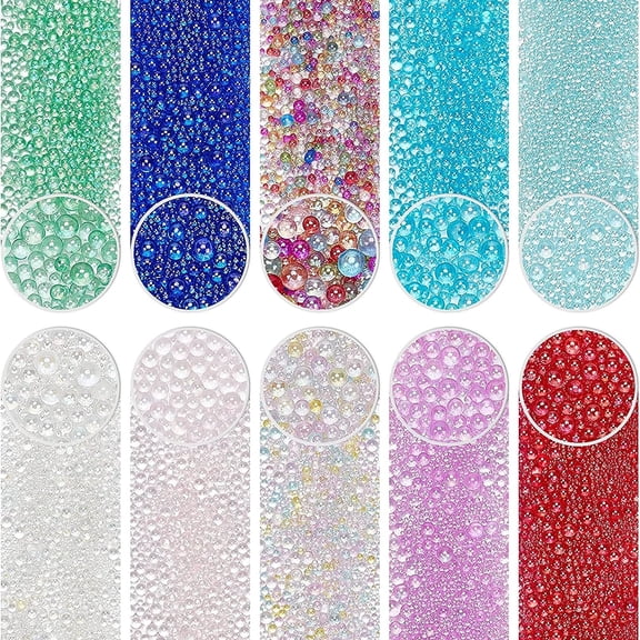 Red 200g 0.4~3mm Colorful Glass Beads No Hole Micro Beads UV Resin Beads Iridescent Water Droplets Beads Tiny Glass Beads for Resin Crafting Nail Arts - 10 Colors