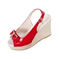 Red 2026 Fashion Ladies Sandals Open Toe Fish Mouth Large Size Spring ...