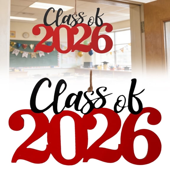Red 2026 Graduation Wooden Nameplate Dusknt with Hemp Rope – Class of 2026 Hanging Sign – College Graduation Decor for Door Porch – Personalized Keepsake for Grad