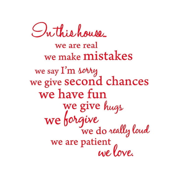 Red 22" x 25" In this house, We are Real... Vinyl Wall Art Home Decor Decal Sticker