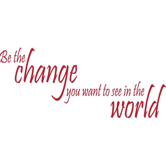 Picniva Be the Change You Wish to See in the World Gandhi Quote Wall Decal, Red, 22 x 9 in, Adhesive Wall Sticker for Bedroom Living Room Office Decor