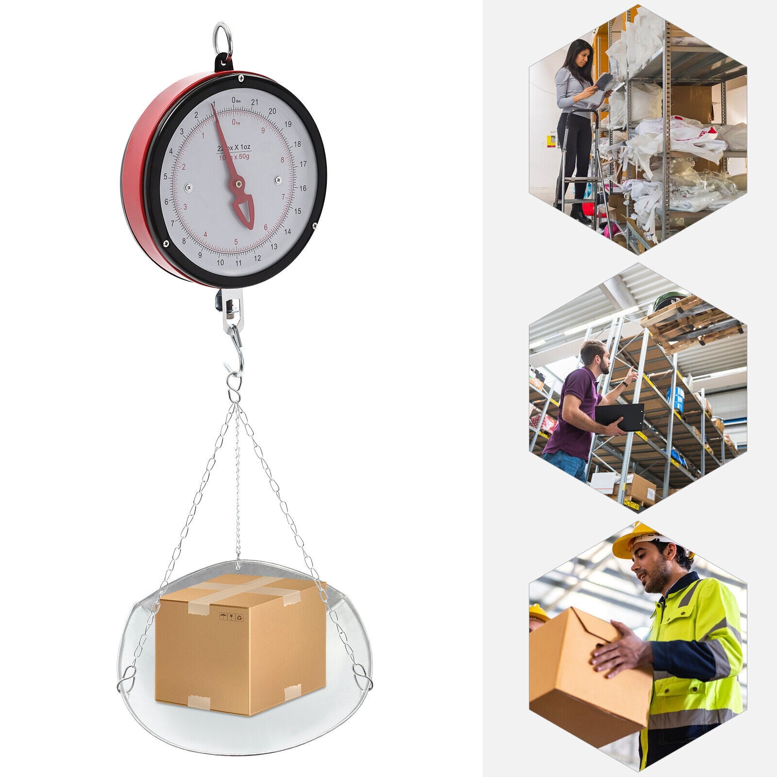 Tellegloww 2 Sets 110 Lbs Large Display Hanging Scale With Scale Scoop Kitchen Dial Weight Scale Silver Industrial Spring Scales For Shopping Traveling Food Produce Weighing - View #6