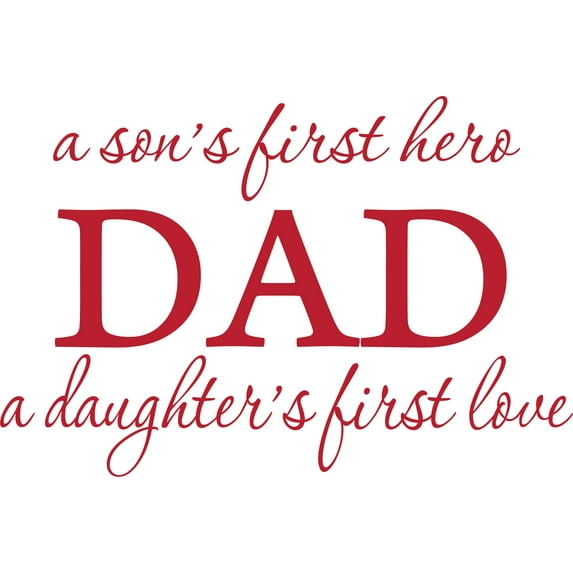 Red 29" x 19" Decaltor a son's first hero DAD a daughter's first love Quote Wall Stickers Kitchen & Dining Room Wall Decal Vinyl Home Décor