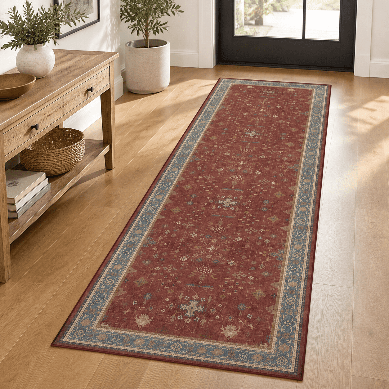 Long Red Rugs Red 2x8 Long Hallway Runner Rug - Boho Washable Indoor Front Door Mat ...
