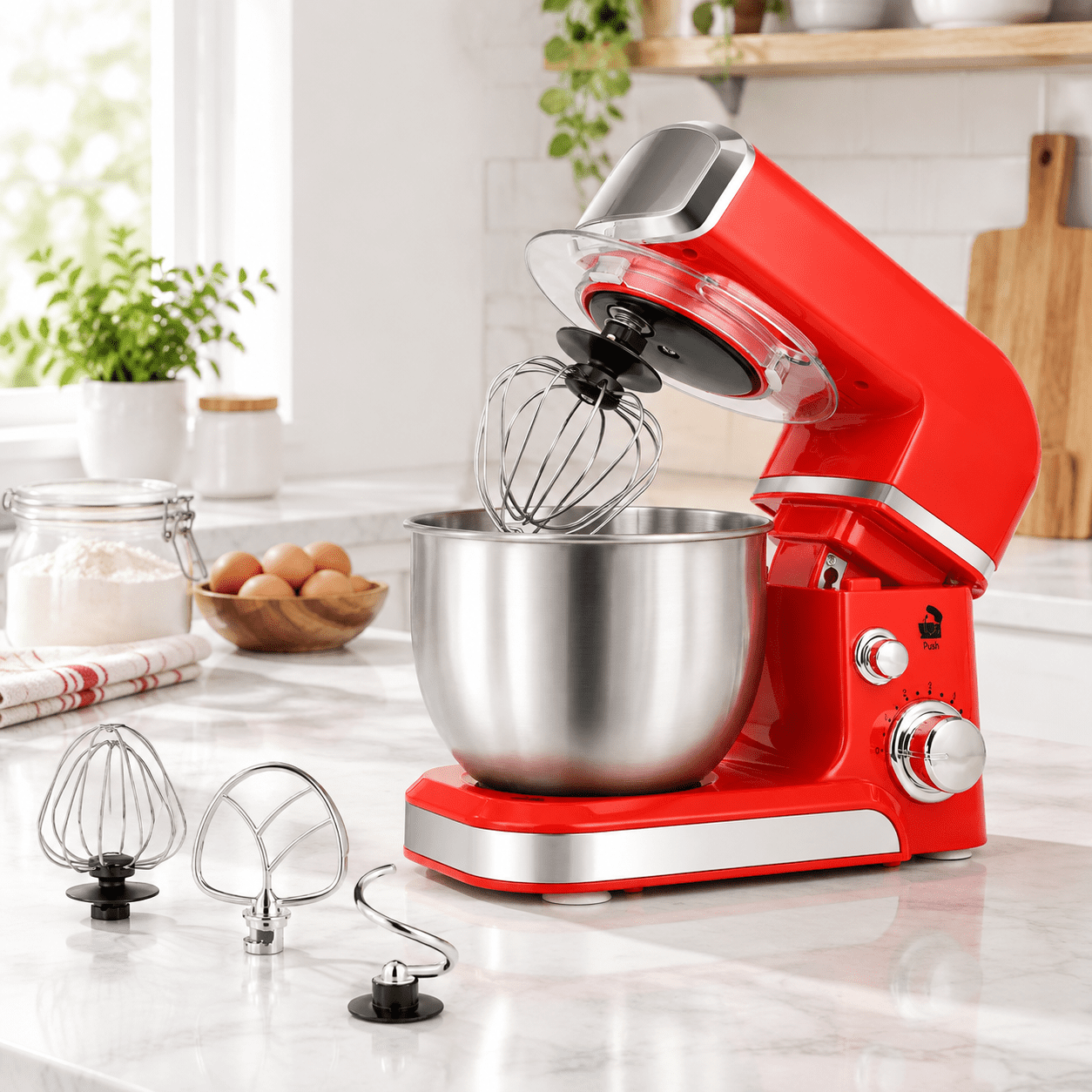Red 3.2qt Small Electric Stand Mixer, 6 Speeds Portable Lightweight ...