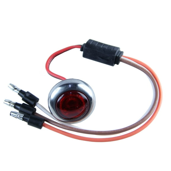 Red 3/4" 3-Wire LED Side Marker Lights with Stainless Steel Cover and Bullet Terminals (1 per pack)