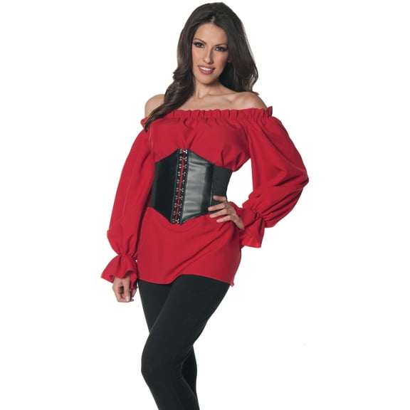 Women's Red Renaissance Long Sleeve Costume Shirt X-Large 16-18