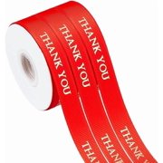 Red 30 Yards Thank You Ribbons 5/8 inch15mm Wide Satin Printing Ribbons DIY Gift Wrapping Ribbon Red Decorative Ribbon with Gold Stamping for Bows Birthday Party Supplies