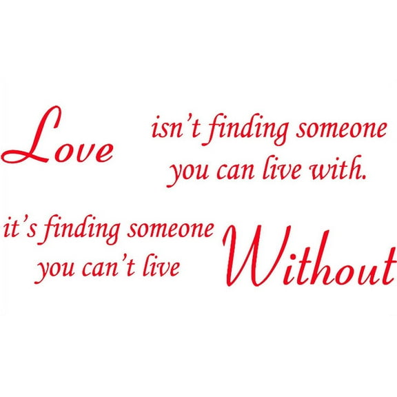 Red 31" X 14" Love Without Quote WALL STICKER PAPER QUOTE DECAL ART Vinyl wall art Inspirational quotes and saying home decor decal sticker