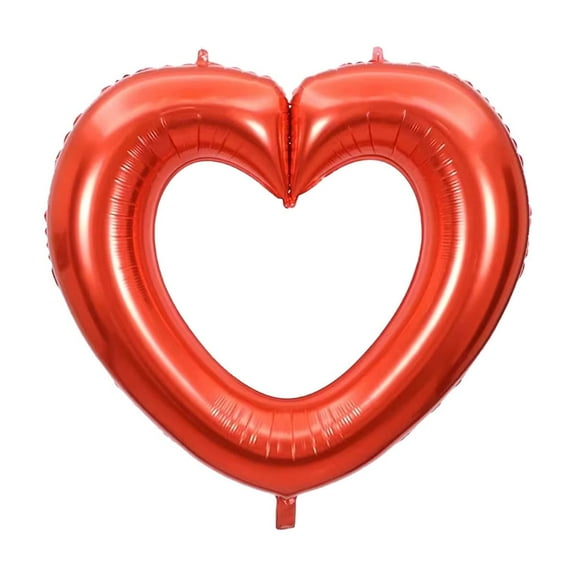 Red 33 Inch Large Hollow Heart Shaped Balloon Metallic Shiny For Valentine'S Day Birthday Party Decoration Photography Prop Red