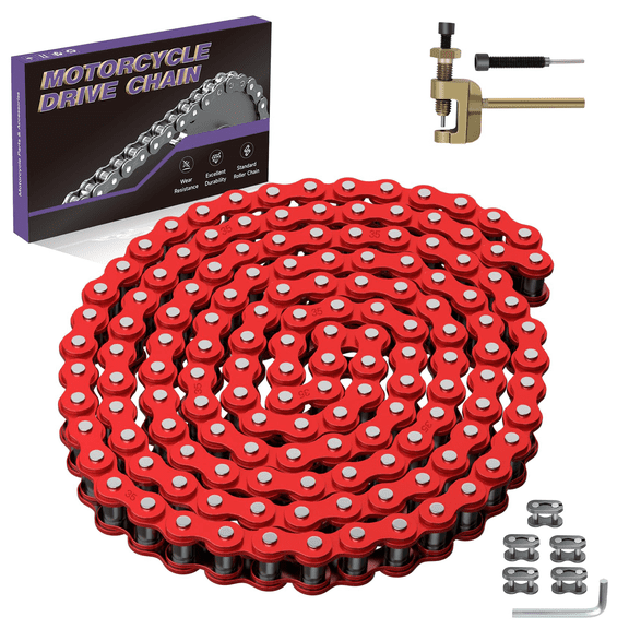 Red 35 Chain Compatible with Mini Bike Coleman CT100U CC100X Baja DB30 Motovox MBX10 MBX11 Predator 79cc 97cc 100cc Mega Moto MM-B80 Powersports Parts 140 Link 35 Chain Breaker