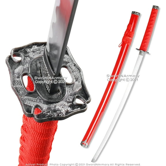 Red 39.5” Classic Dragon Katana Samurai Sword Unsharpened Steel