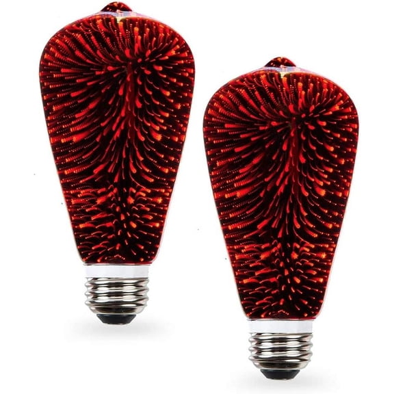 Red 3D Fairy like Firework Light Bulb with Galaxy Inspired Light ST19 LED Medium