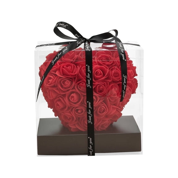 Red 3D Rose Heart Gift Box, Artificial Eternal Rose Foam Flower for Valentine's Day Gift