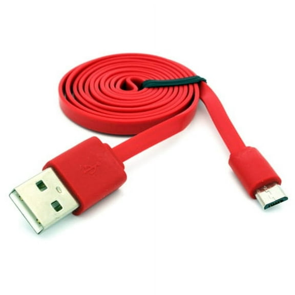 Red 3ft Flat USB Cable Rapid Charger Sync Power Wire Cord 9E for Amazon Fire HD 10 8, Kindle DX Fire HD 6 7 8.9 HDX 7 8.9 - LG G Pad 10.1 7.0 8.0 8.3 F 8.0 X8.3, Stylo 3, V10 - Motorola Droid Turbo 2
