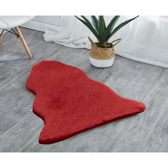 Red 3x5 Feet Faux Rabbit Fur Fuzzy Soft Fluffy Plush Cozy Shaggy Area Rug