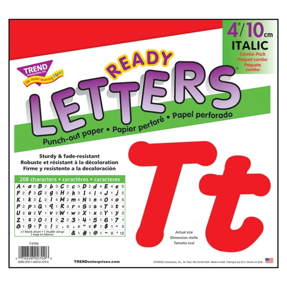 TREND Red 4" Italic Combo Ready Letters