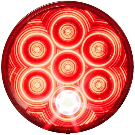 Red 4" Round 7 LED Stop Turn Brake Truck Trailer RV White LED Reverse Light