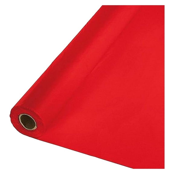 Red 40" X 300 Ft Economy Banquet Roll Plastic Table Cloth