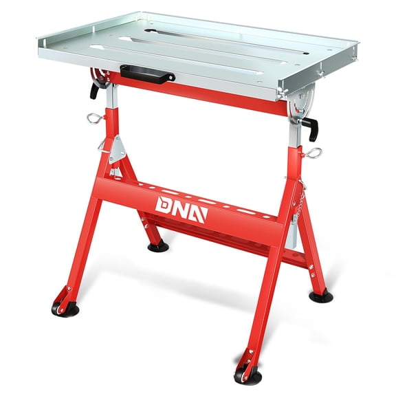 Red 400 LBS Zinc Plated Carbon Steel Workbench Welding Table With 2 Fixed Wheels
