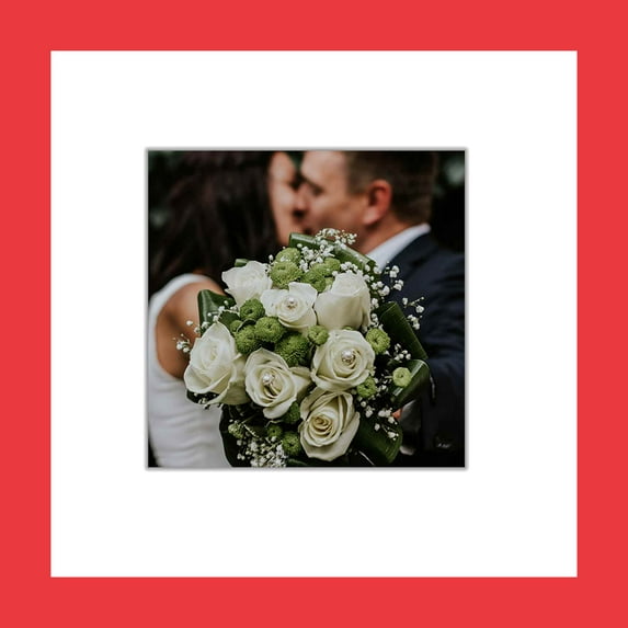 Red 4x4 Frame With Mat - 8x8 Frame For a 4" x 4" Photo - Great for Instagram Pictures